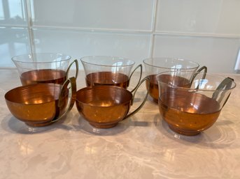 6 Mulled Wine Cups Copper And Glass Lined. *Local Pickup Only*