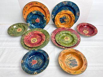 20 Piece Set Of Susan Winget Dinner Ware Very Heavy, 6-11.5 Inch Plates, 6- 8.5 Inch Soup Bowls, 8 Salad Plate