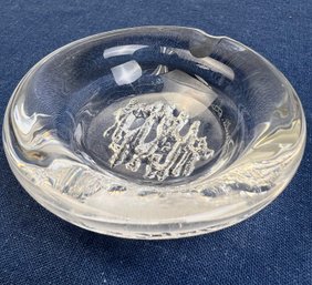 Signed Daum France Crystal Ashtray With Icicle Design