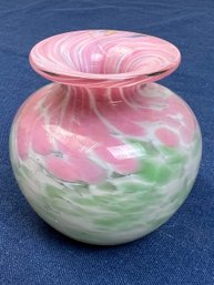 Vintage Kerry Glass Pink  Green Vase