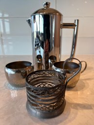 Frielling No 6 French Press With 2 Cups And 1 Pewter Cup Holder.  *Local Pick Up Only*