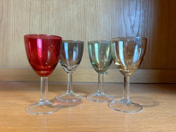 Set Of 4 Vintage Irridecent Glass Cordials