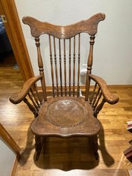 Antique Pressed Back Wood Rocker