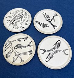 NY Fish Drawn Ceramic Coasters