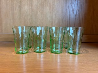 Set Of 8 Green Depression Glass Cordial Juice Glasses