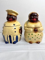 Set Of Vintage Cookie Jars Featuring The Chef And The Baker Marked USA And N.S. Co On The Bottom.