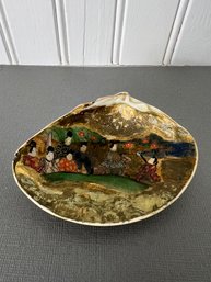 Vintage Miniature Asian Handpainted Scene On Shell