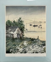 Signed Donald Voorhees Numbered Print Of Cabin And Sailboats