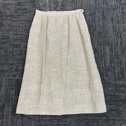 60s Knobby Beige Linen Straight Skirt By JH Collectibles