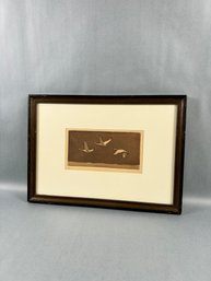 Signed Etching Of Geese