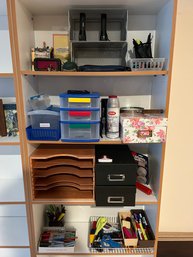 Large Lot Of Office Supplies And Book Shelf