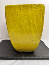 Large Yellow Glazed Clay Planter.