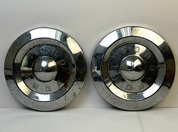 Vintage Pair Of Ford Dog Dish Hubcaps
