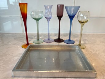 Set Of 6 Multi Color Aperitif Glasses.  *Local Pick Up Only*