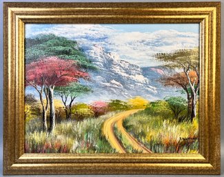 Artistic Impressions Inc. Oil Certified Painting From Zimbabwe Of A Rural Scene -local Pickup