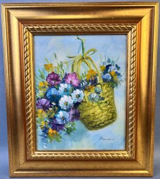 Artistic Impressions Inc. Oil Certified Painting Basket Of Flowers Signed Renwick-local Pickup