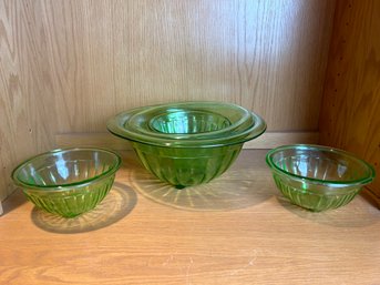 Vintage Set Of 5 Green Nesting Bowls