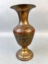 Brass And Enamel Vase Made In India.