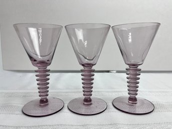 3 Vintage Purple Tall Aperitif Glasses. Local Pickup