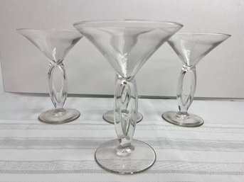 4 Libbeys 8883 Omega Martini Glasses With Split Stem. Local Pickup