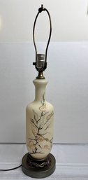 Vintage Cream Handpainted With Leaves Table Lamp.