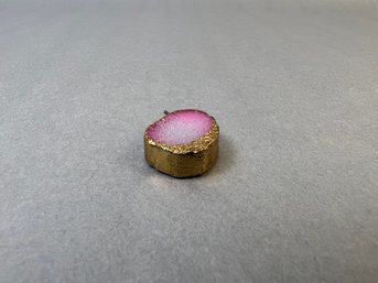Single Gold Tone And Pink Stone Earring.