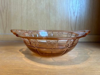 Pink Depression Glass Two Handled Serving Bowl