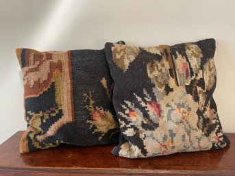 Pair Of Woven Front Throw Pillows