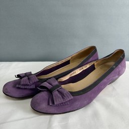 Purple Ferragamo Shoes With Bow - 10AAA
