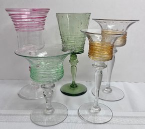 5 Antique Cader Steuben   Wine Glasses -local Pickup