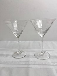 2 Etched Martini Glasses. Local Pickup