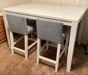 Large Pier 1 Imports Counter Height White Dining Table And 4 Upholstered Chairs