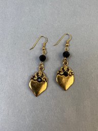 Gold Tone Heart Shaped Fashion Earrings.