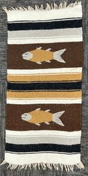 Vintage Fish Pattern Hand Made Wool Runner Rug