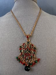 Gold Tone Christmas Themed Fashion Necklace.