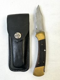 Vintage Buck Knife With Black Leather Sheath