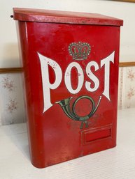 Old Postal Mail Tin Mail Box Made In Sweden