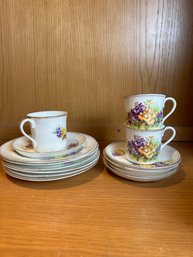 Antique Floral Cups And Saucers