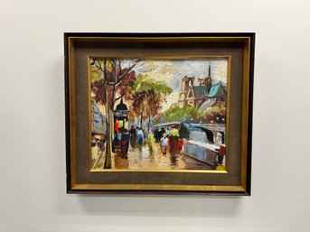 Signed Original Oil Painting Of Street Scene
