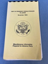 1983 Ronald Reagan Visit To Japan Advance Party Info Pamphlet.