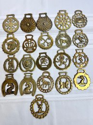 Lot Of 21 Vintage Horse Brass Medallions.