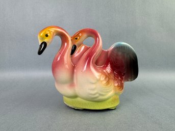 Flamingo Double Swan Ceramic Planter