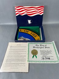 Washington State Flag Signed By Secretary Of State