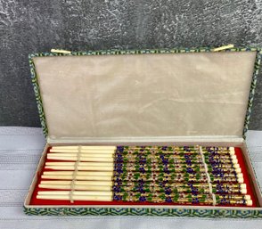 6 Sets Cloisonne Chopsticks In Box