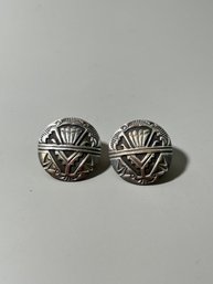 Sterling Native American Signed Round Earrings