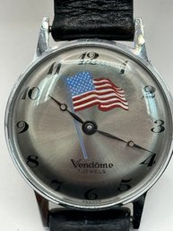 Vendome Watch- 7 Jewels -american Flag On Front