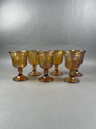 Indiana Glass Marigold Iridescent Harvest Carnival Grape Goblet