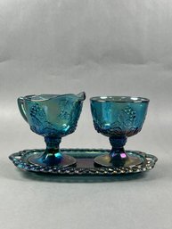 Indiana Glass Blue Iridescent Harvest Carnival Grape