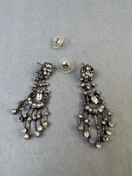 Silver Tone Faux Diamond Fashion Earrings.