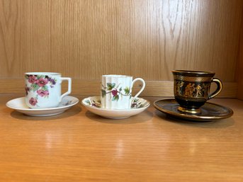 Mixed Lot Of 3 Demitasse Cups And Saucers
